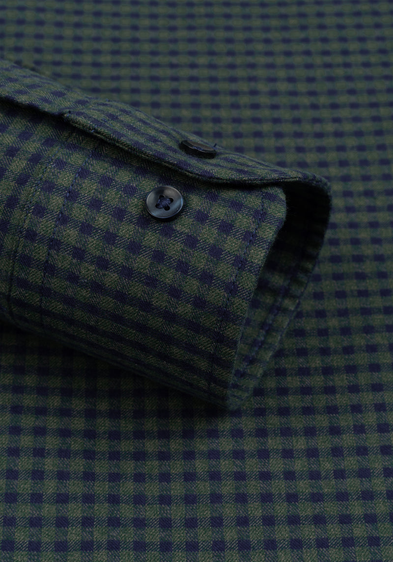 Shadow Green Checked Flannel Twill Shirt