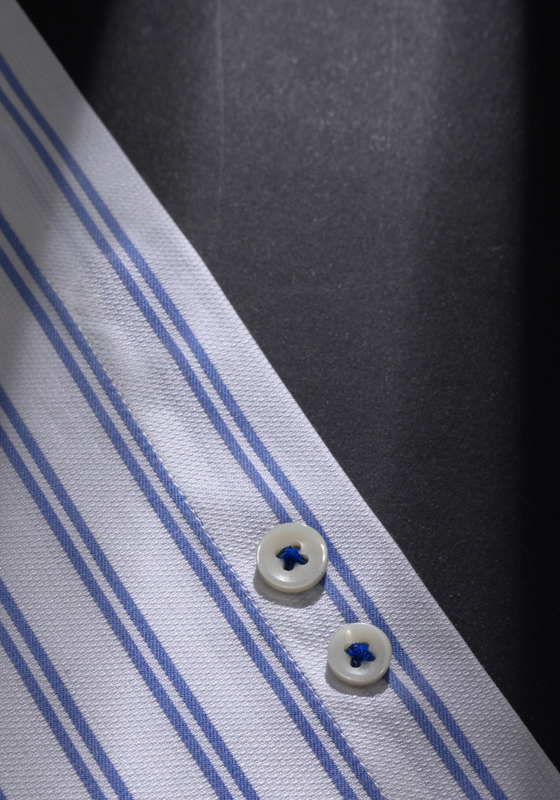 Nile Blue Stripe Basket Weave Shirt