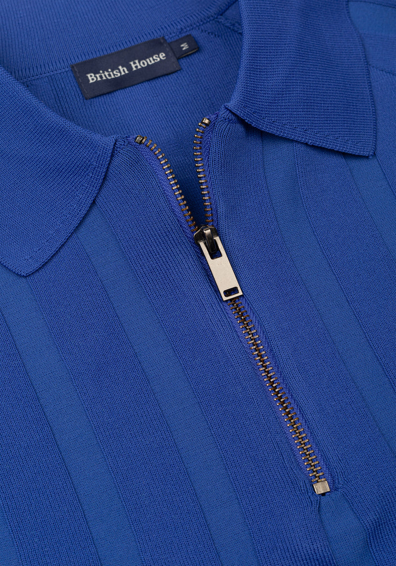 Rich Blue Polyamide Knitted Polo Shirt