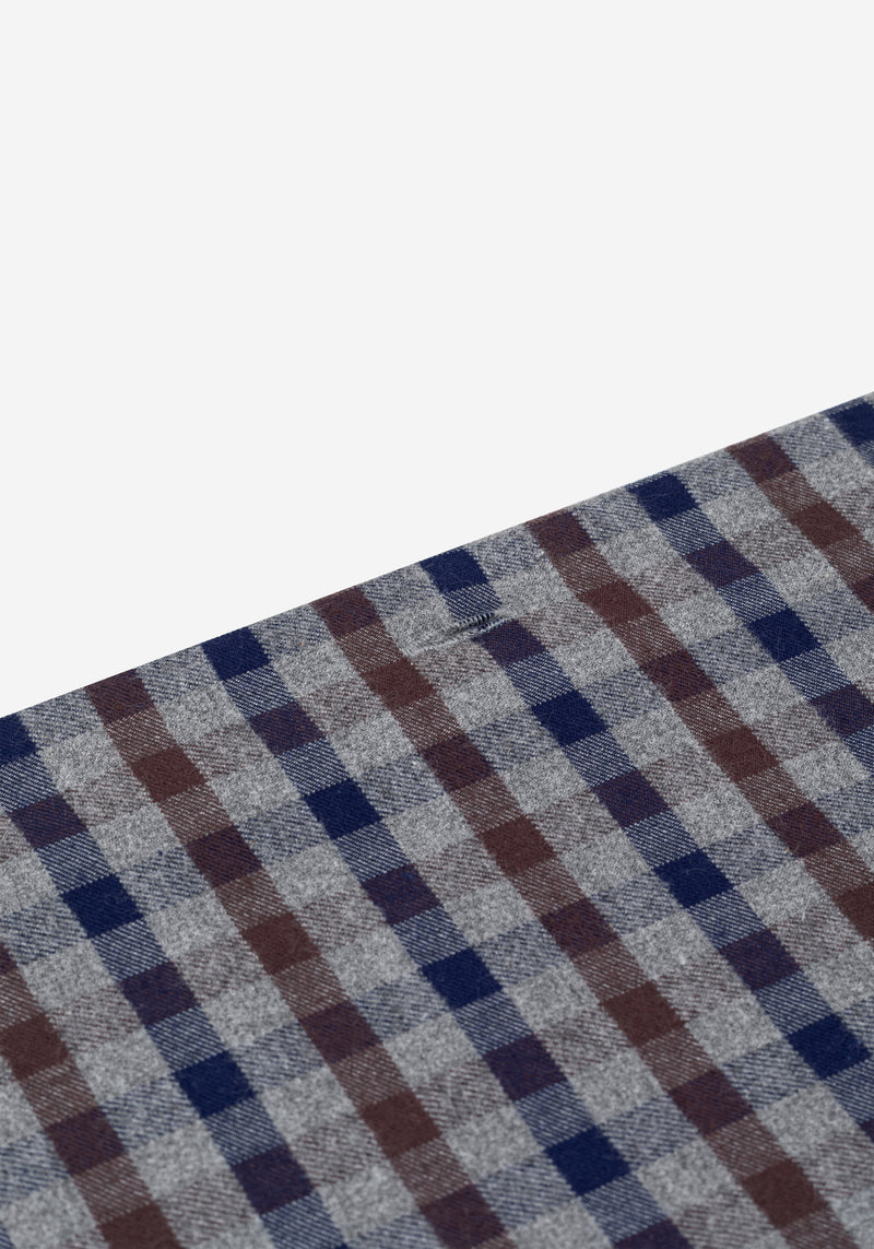 Mocha Brown Navy Checked Flannel Shirt
