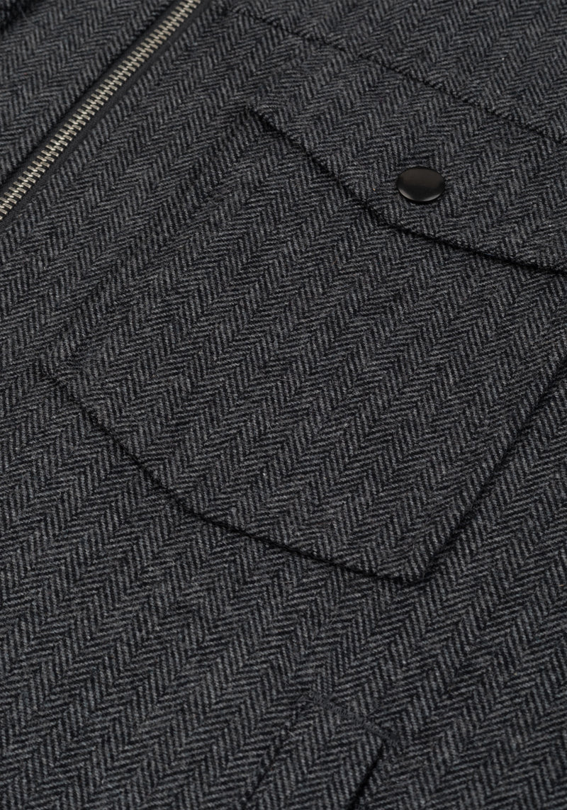 Anthracite Grey Wool-Blend Bomber Jacket