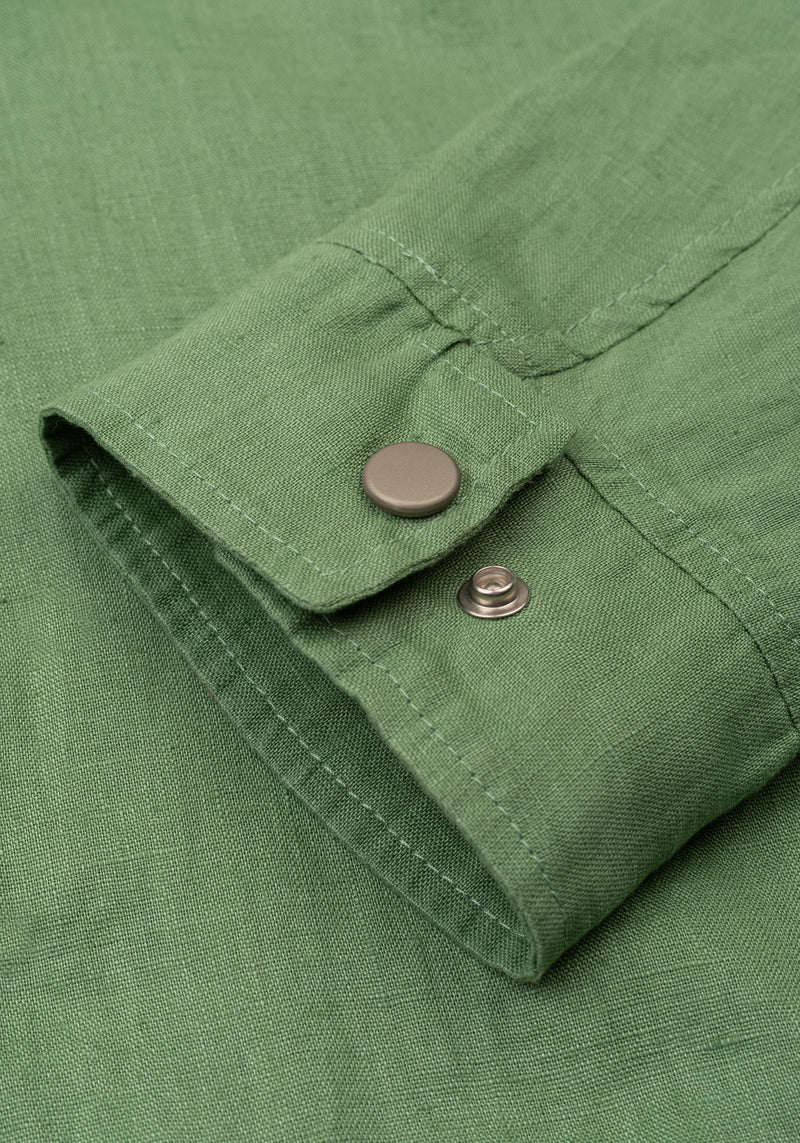 Hunter Green Pure Linen Double-Zip Jacket