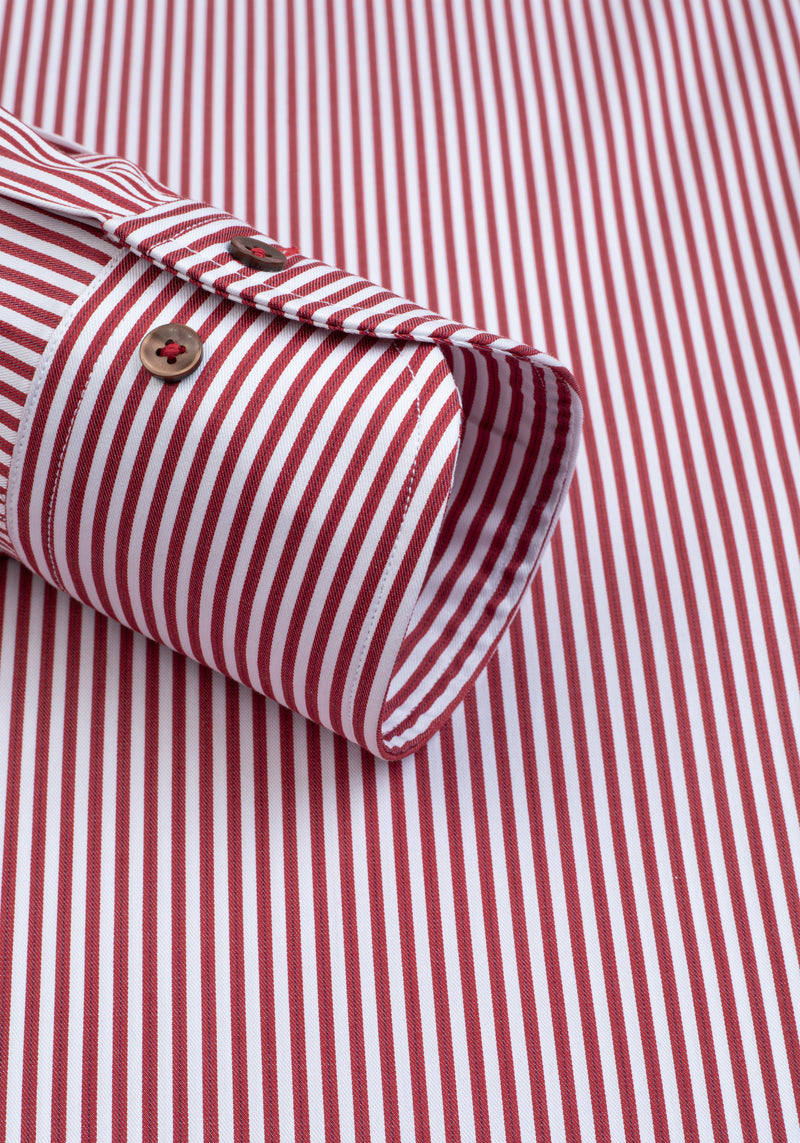 Striking Red Stripe Twill Shirt