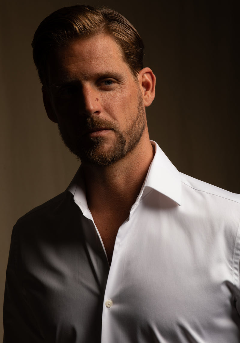 Crystal White Luxe Twill Shirt - Wrinkle-free