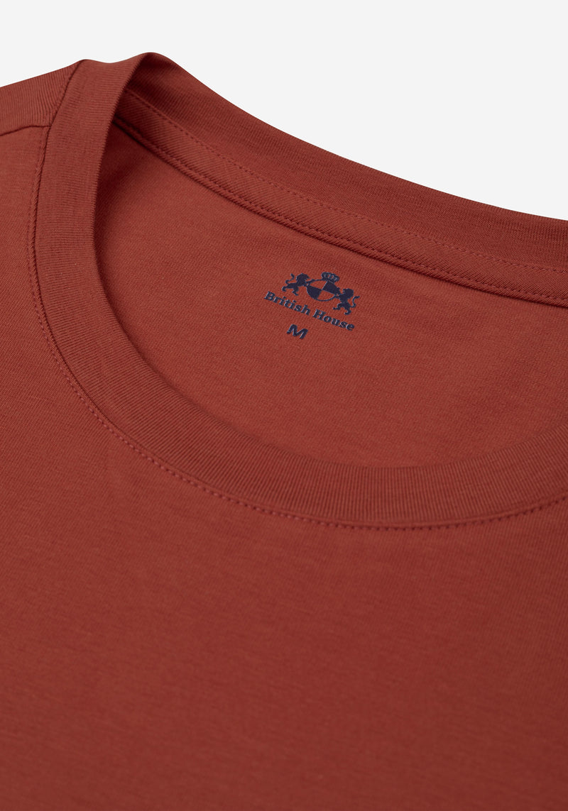 Burnt Clay Cotton Undershirt - Short Sleeve