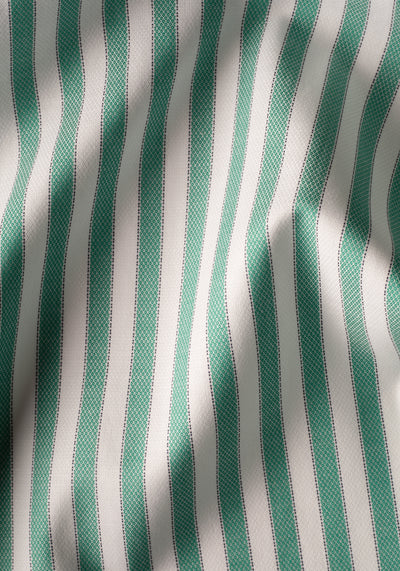 Cactus Green Stripe Two-Ply Oxford Shirt - Short Sleeve