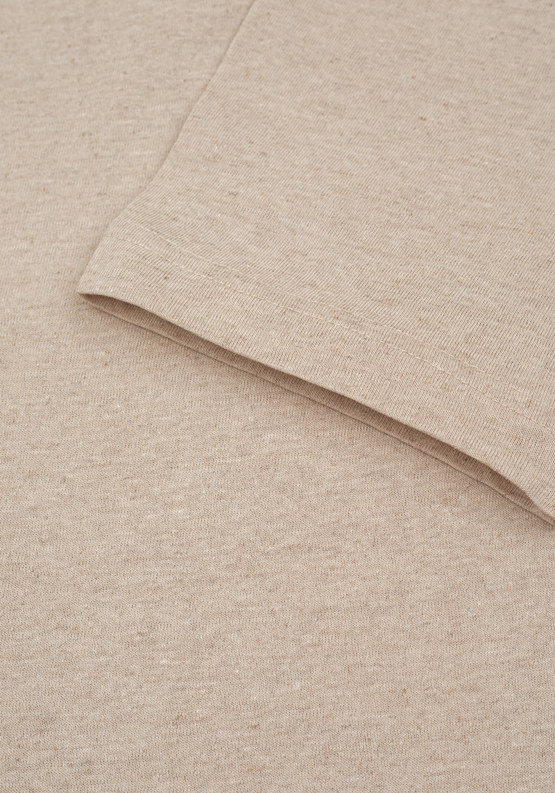 Dune Beige Linen-Blend V-Polo