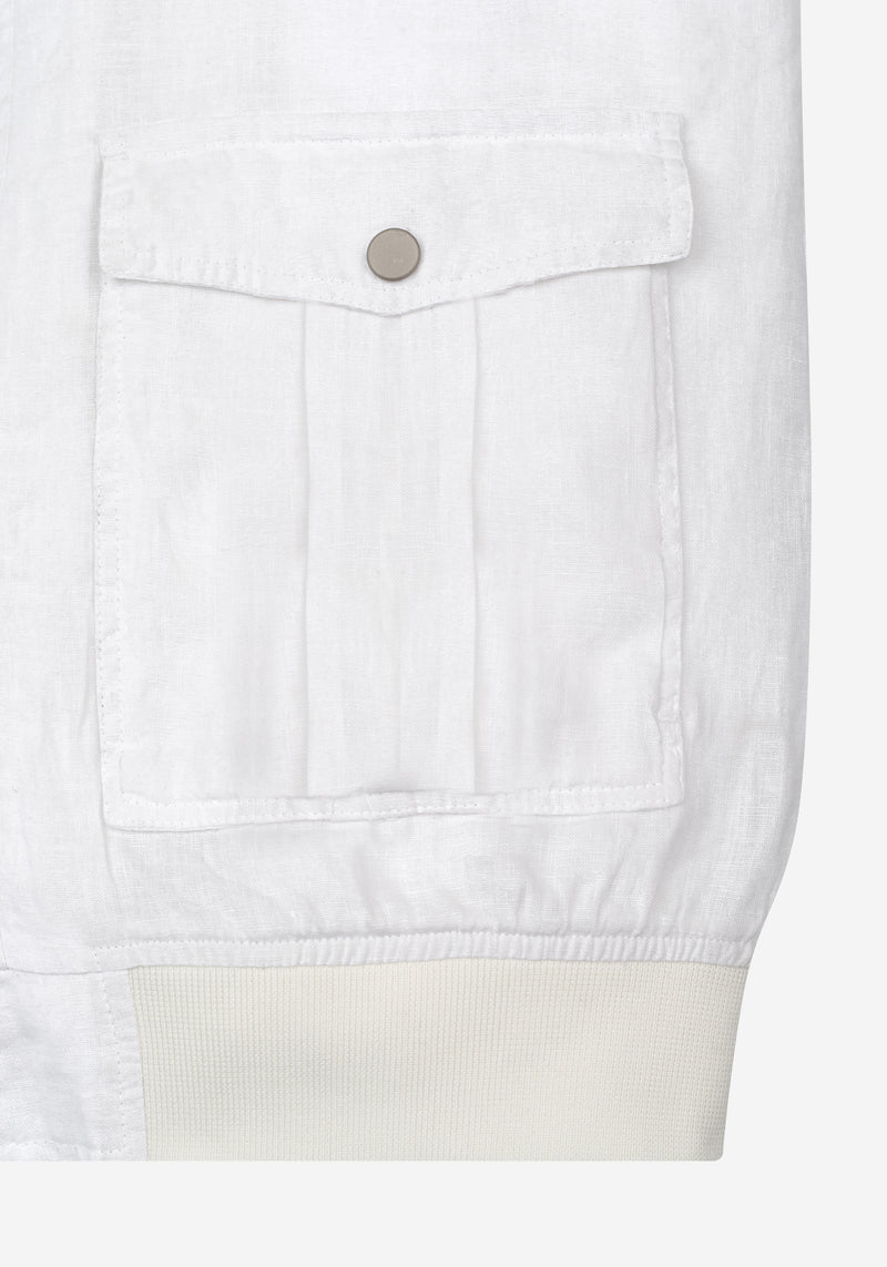 Glare White Pure Linen Double-Zip Jacket