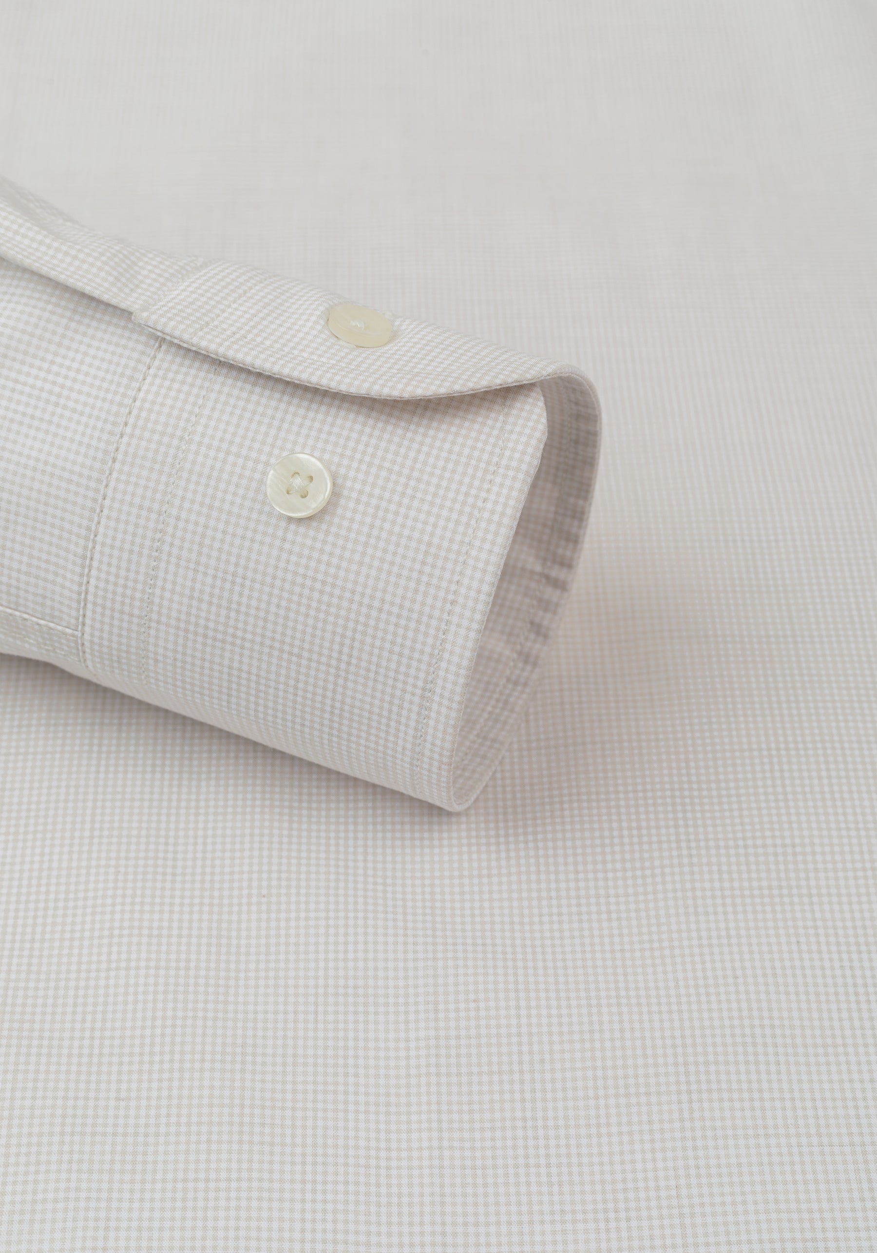 Hemp Beige Checked Light Oxford Shirt