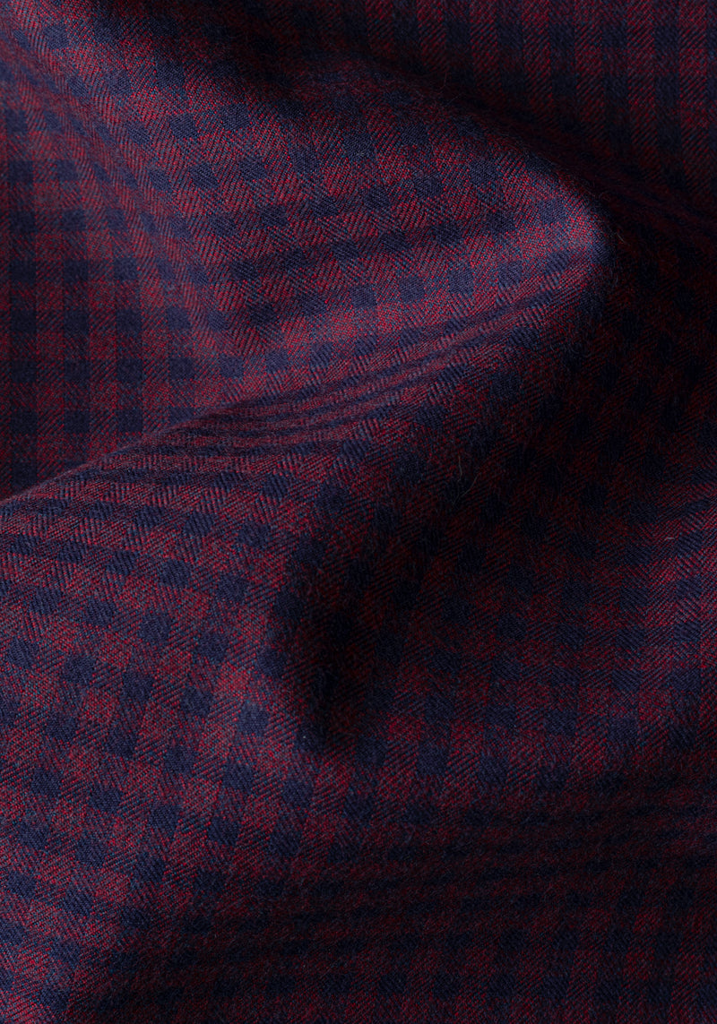 Twilight Burgundy Checked Flannel Twill Shirt