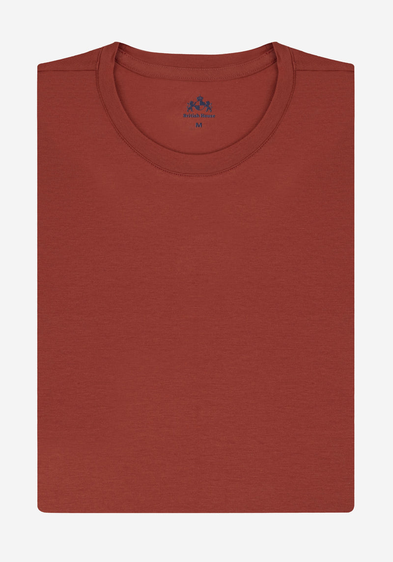 Burnt Clay Cotton Undershirt - Short Sleeve
