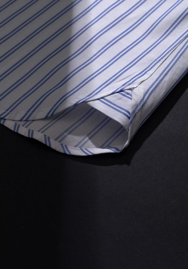 Nile Blue Stripe Basket Weave Shirt