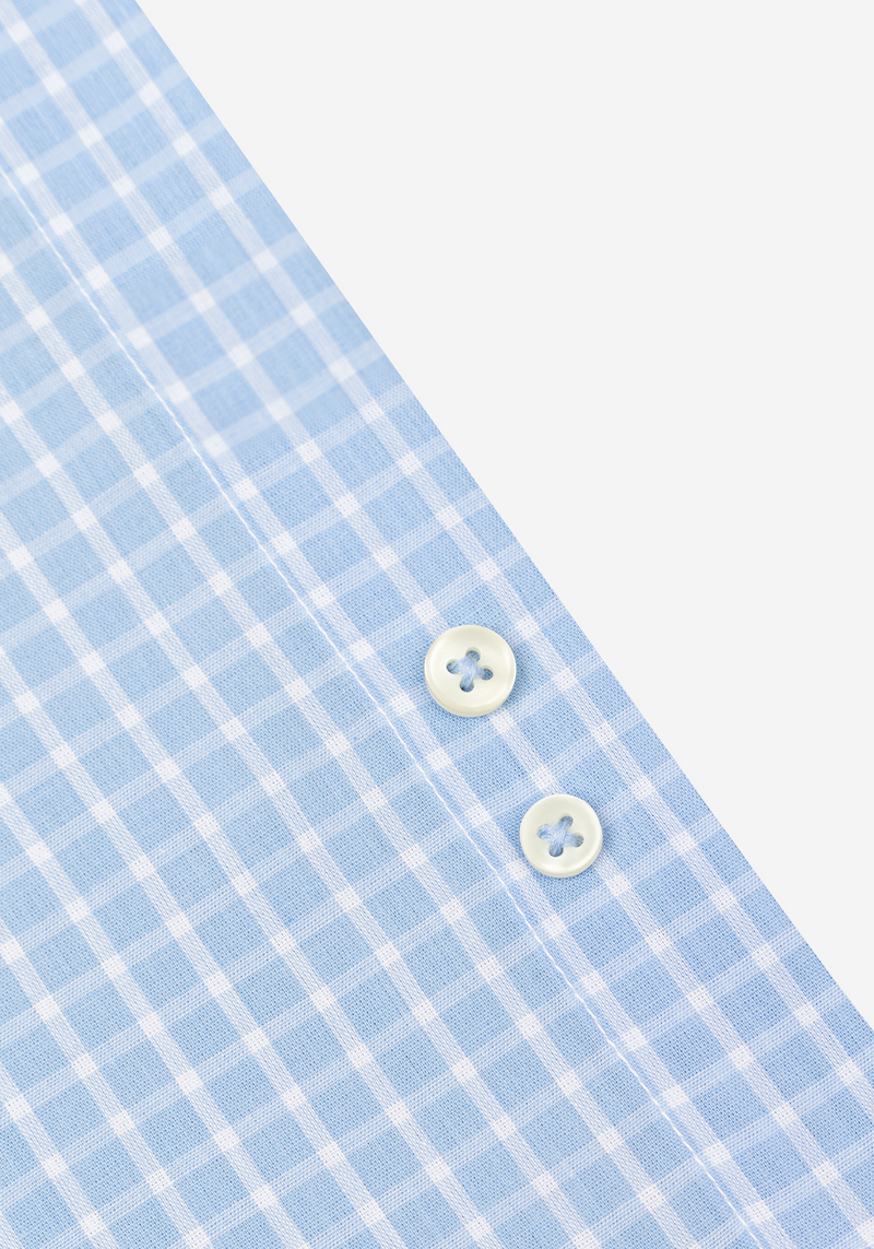 Powder Blue Checked Poplin Shirt