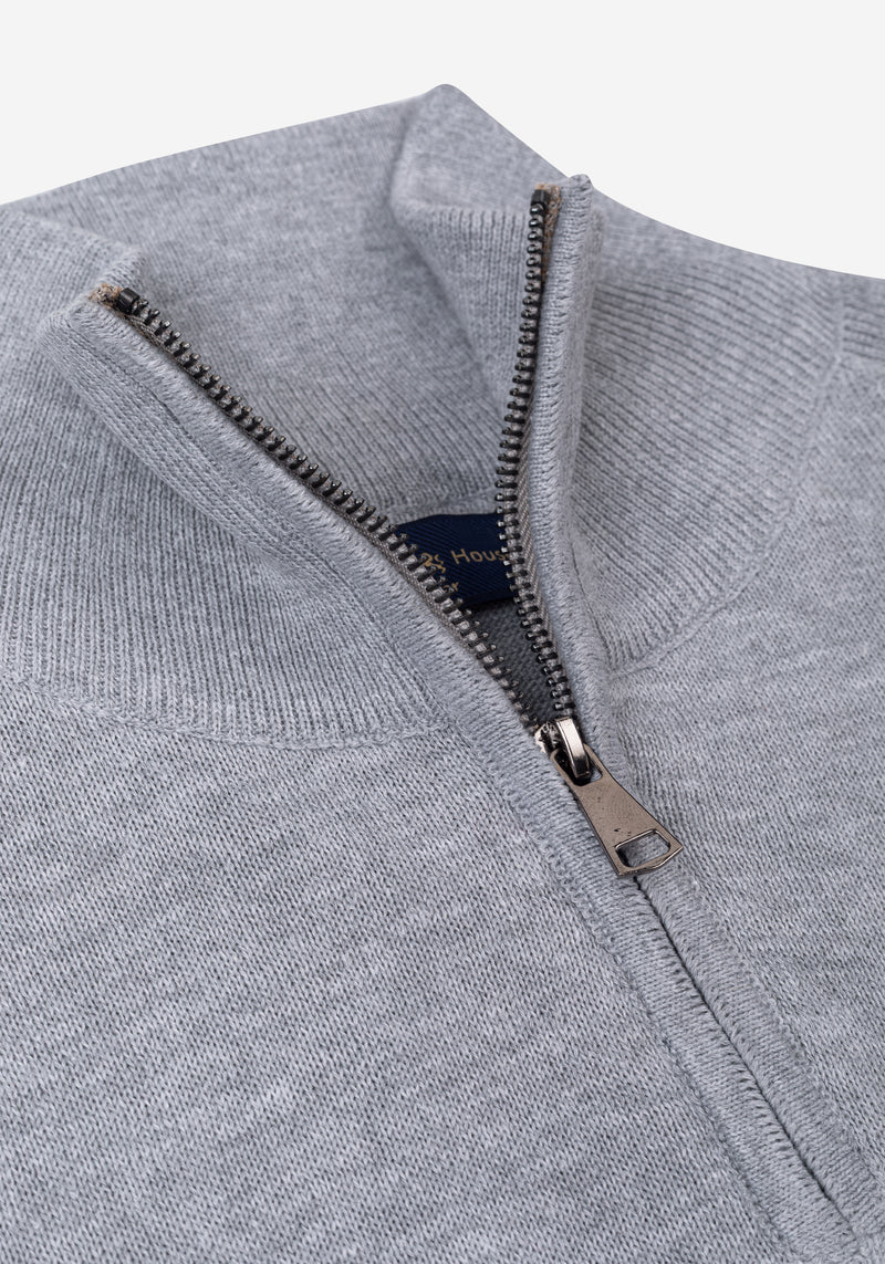 Pastel Gray Quarter-Zip Cotton Pullover