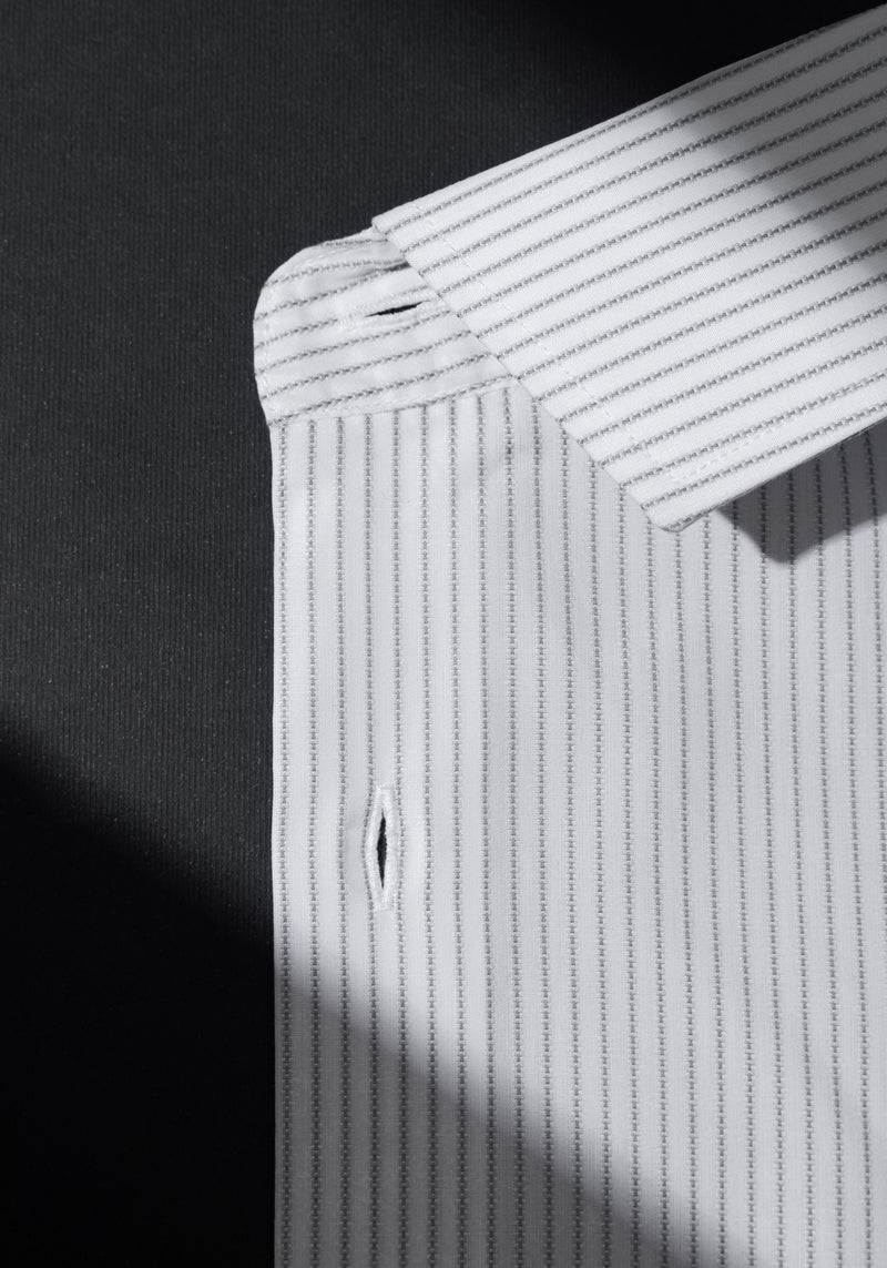 Silver Grey Stripe Fine Poplin Shirt