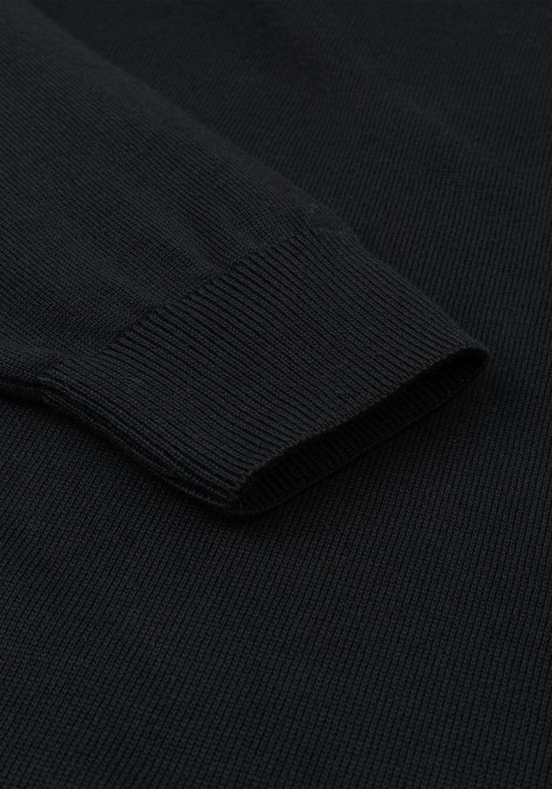 Sable Black Quarter-Zip Cotton Pullover