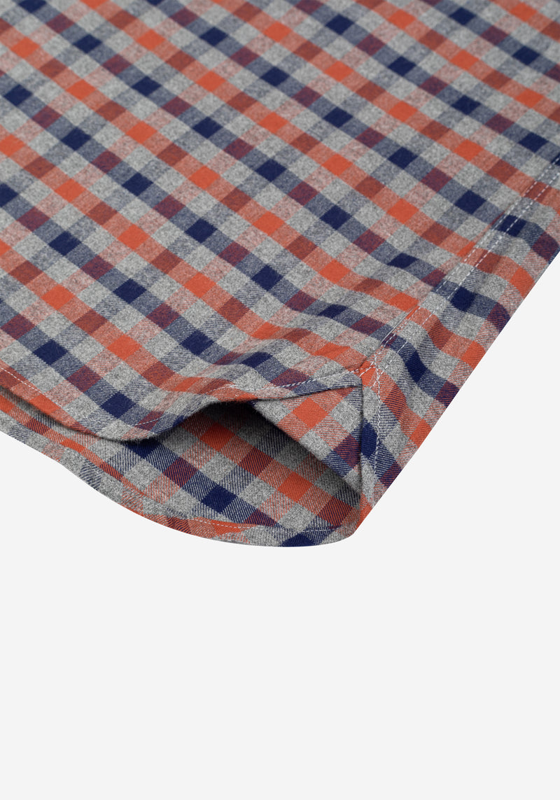 Rust Orange Navy Checked Flannel Shirt