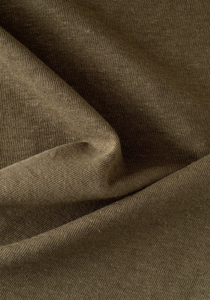 Clay Brown Linen-Blend V-Polo