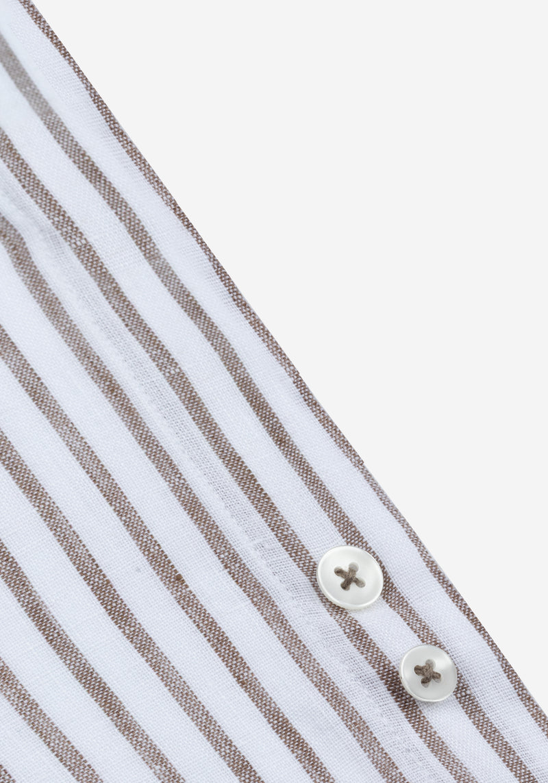 Clay Beige Stripe Belgian Linen Shirt