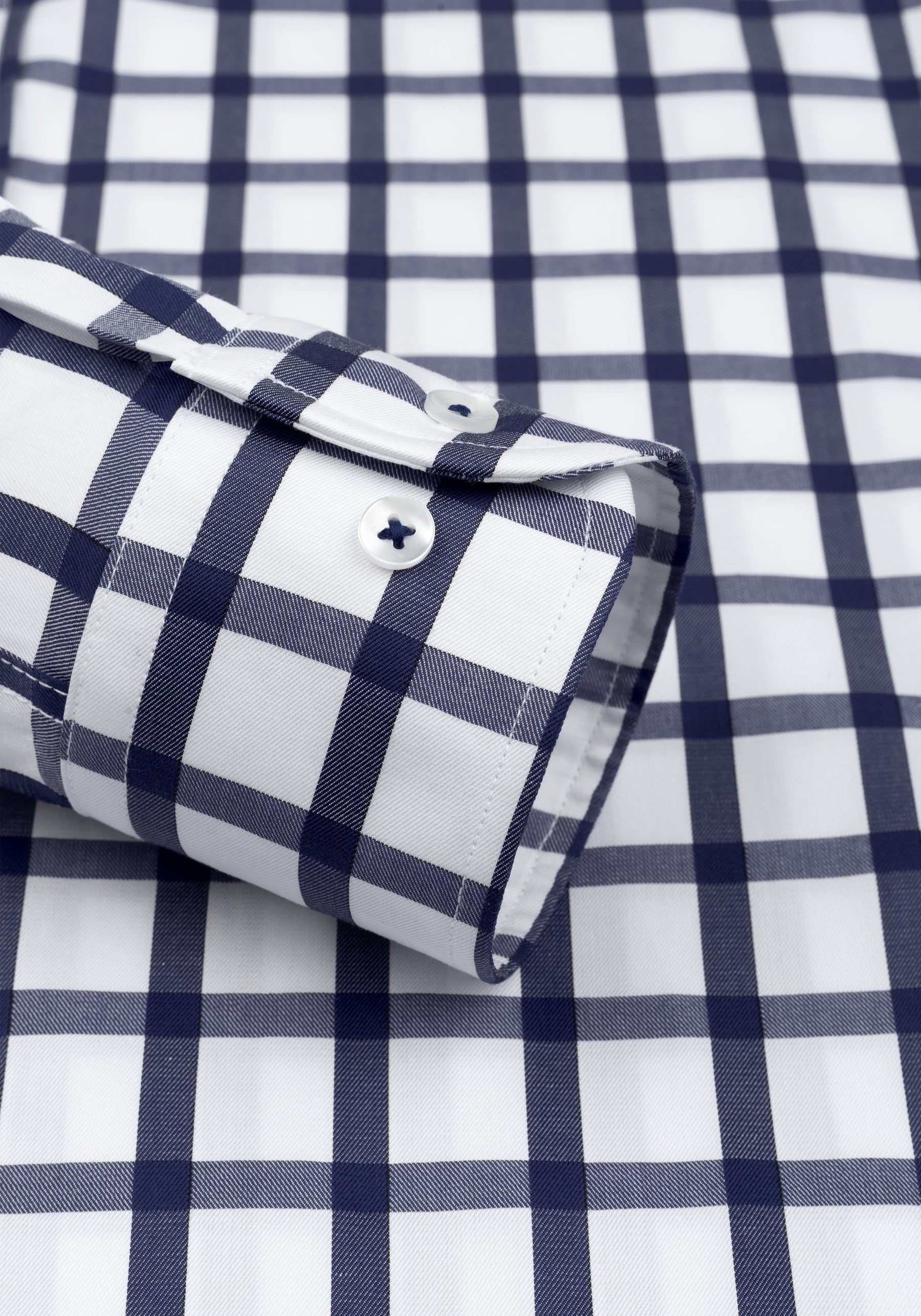 Solid Navy Checked Signature Twill Shirt