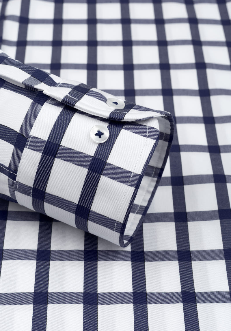 Solid Navy Checked Signature Twill Shirt