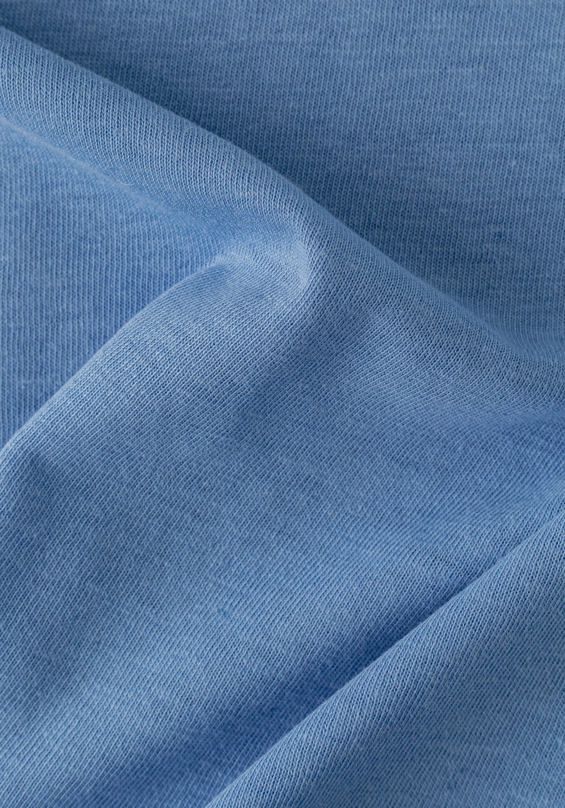 Serene Blue Linen-Blend V-Polo