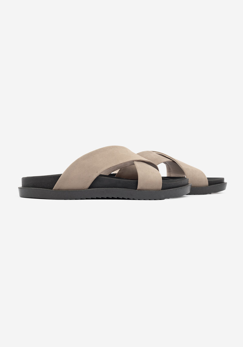 Shore Beige Crossover Leather Slide