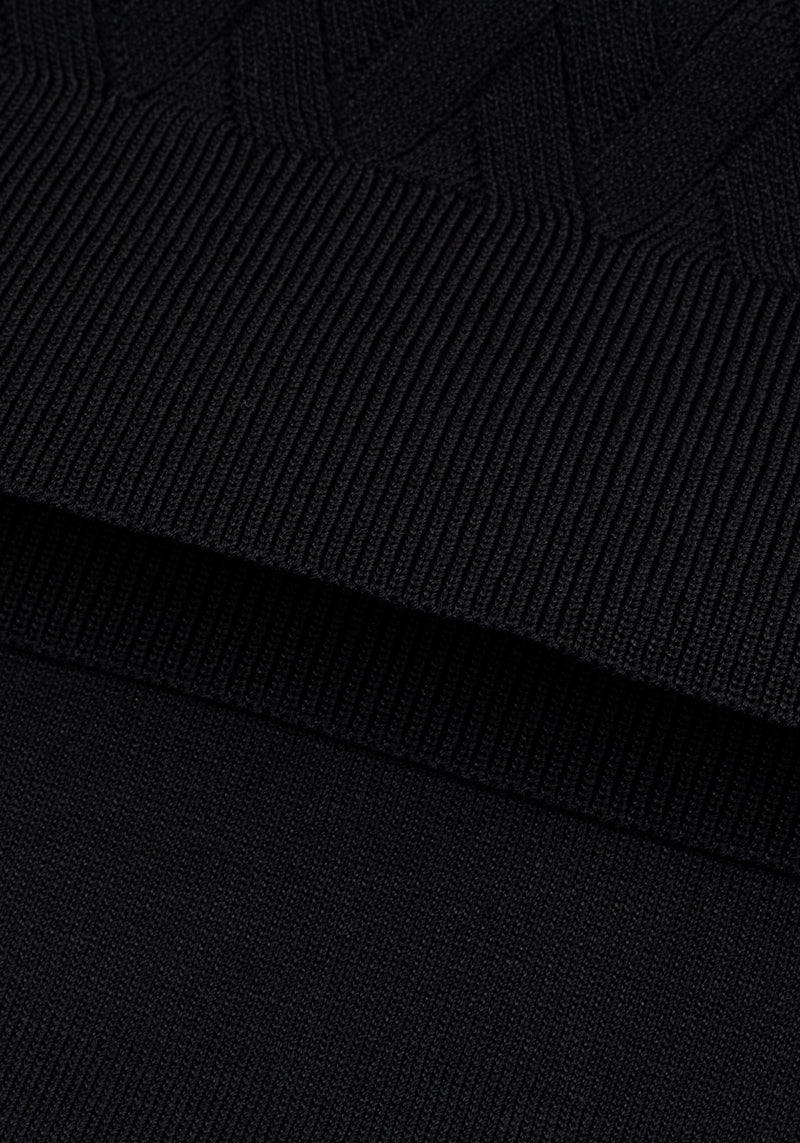 Carbon Black Polyamide Knitted Polo Shirt