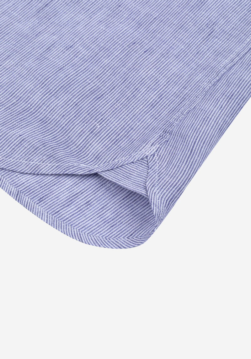 Marine Blue Stripe Belgian Linen Shirt