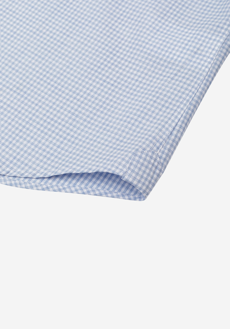 Soft Blue Checked Poplin Shirt