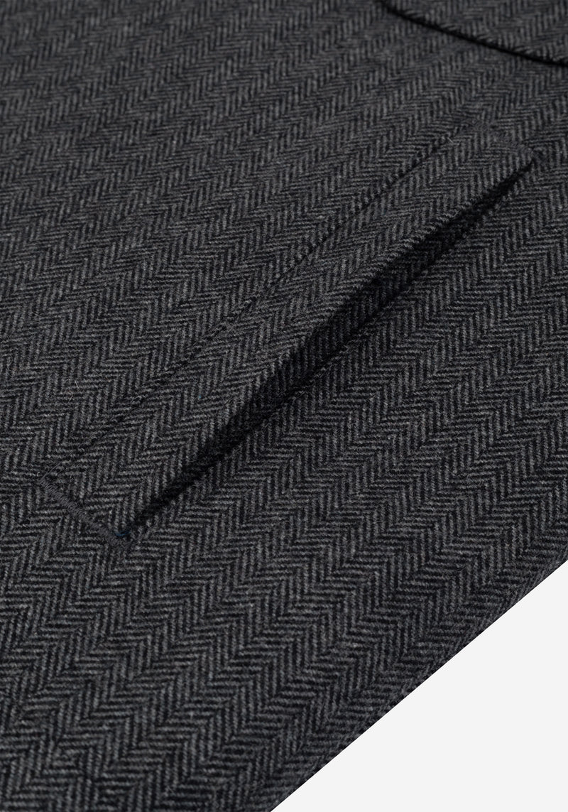 Anthracite Grey Wool-Blend Bomber Jacket