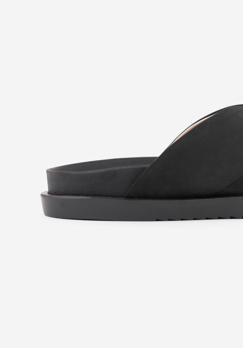 Shadow Black Crossover Leather Slide