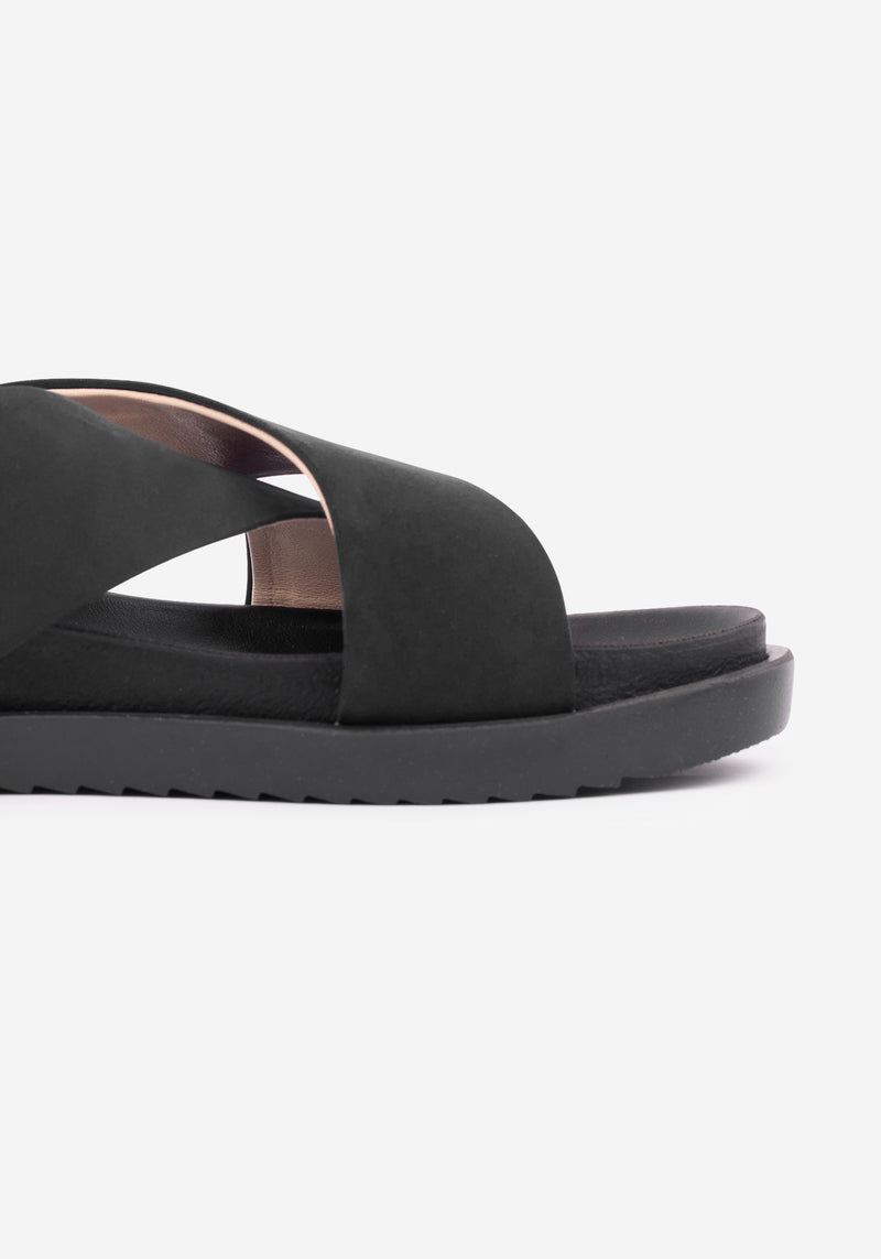 Shadow Black Crossover Leather Slide