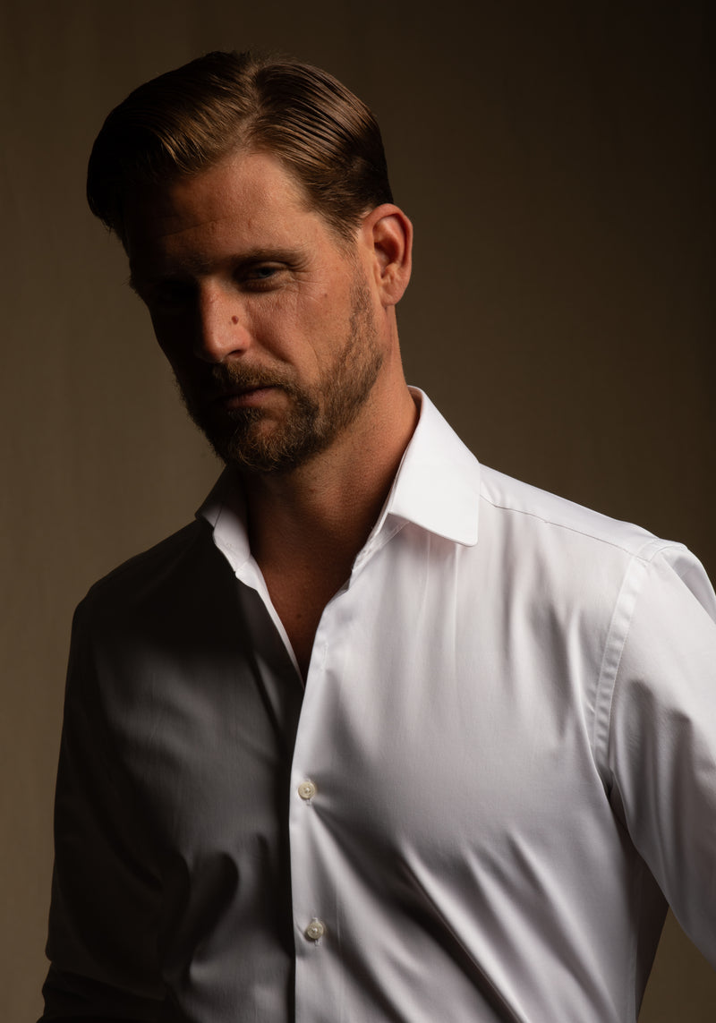 Crystal White Luxe Twill Shirt - Wrinkle-free