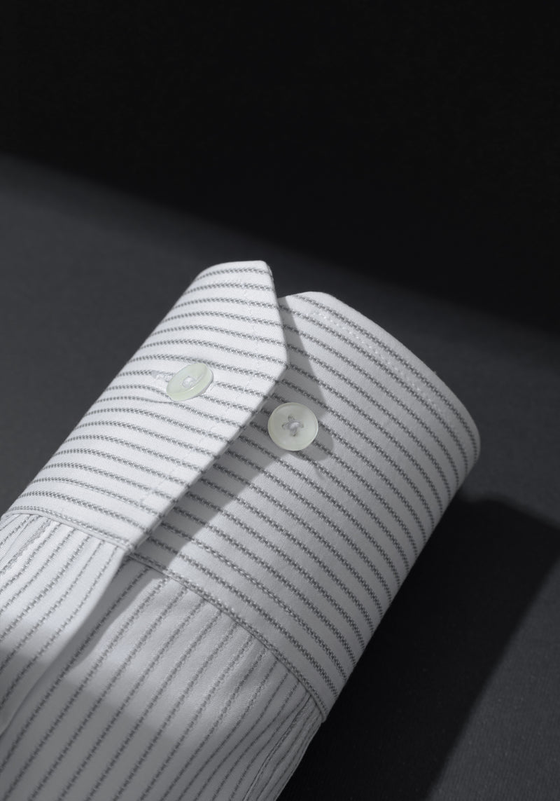 Silver Grey Stripe Fine Poplin Shirt