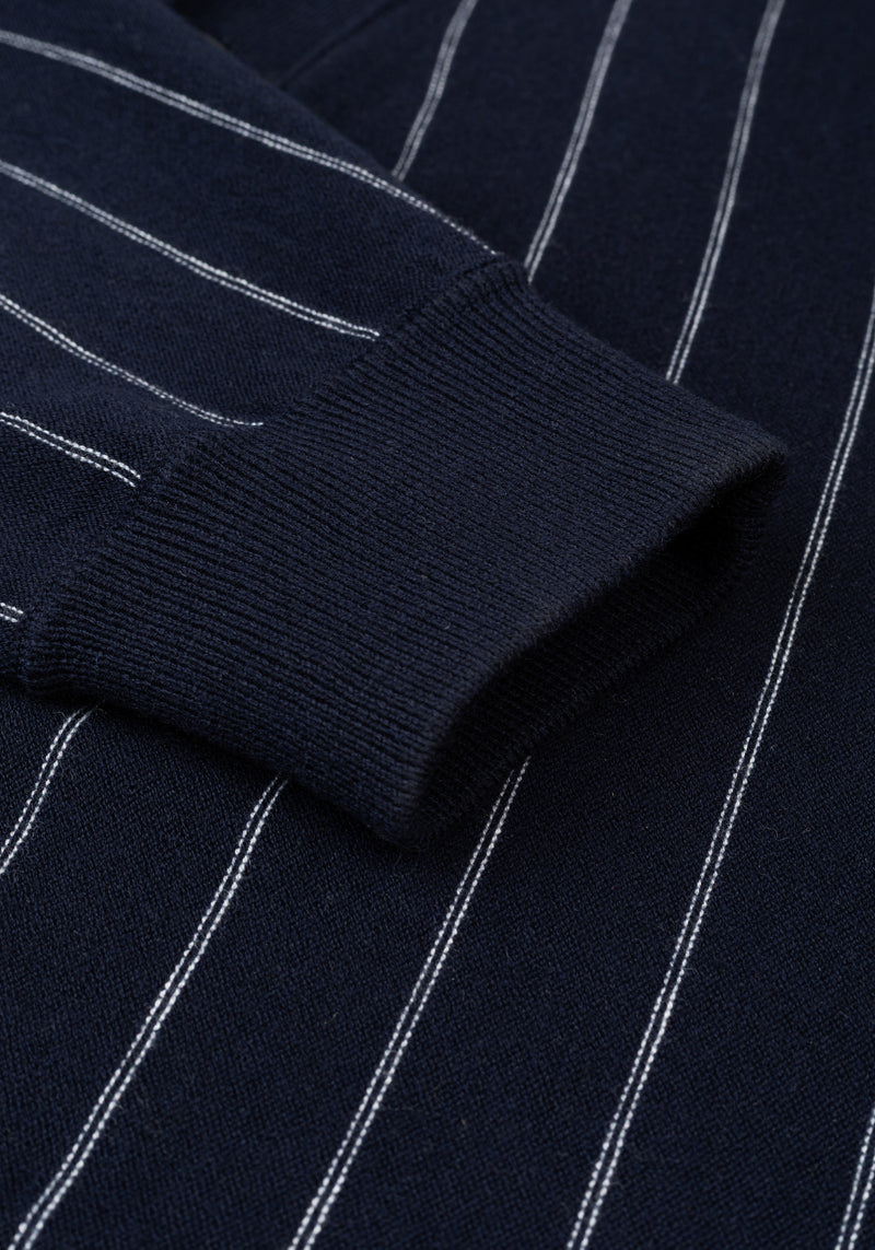 Arctic Navy Stripe Merino Wool Blend Cardigan