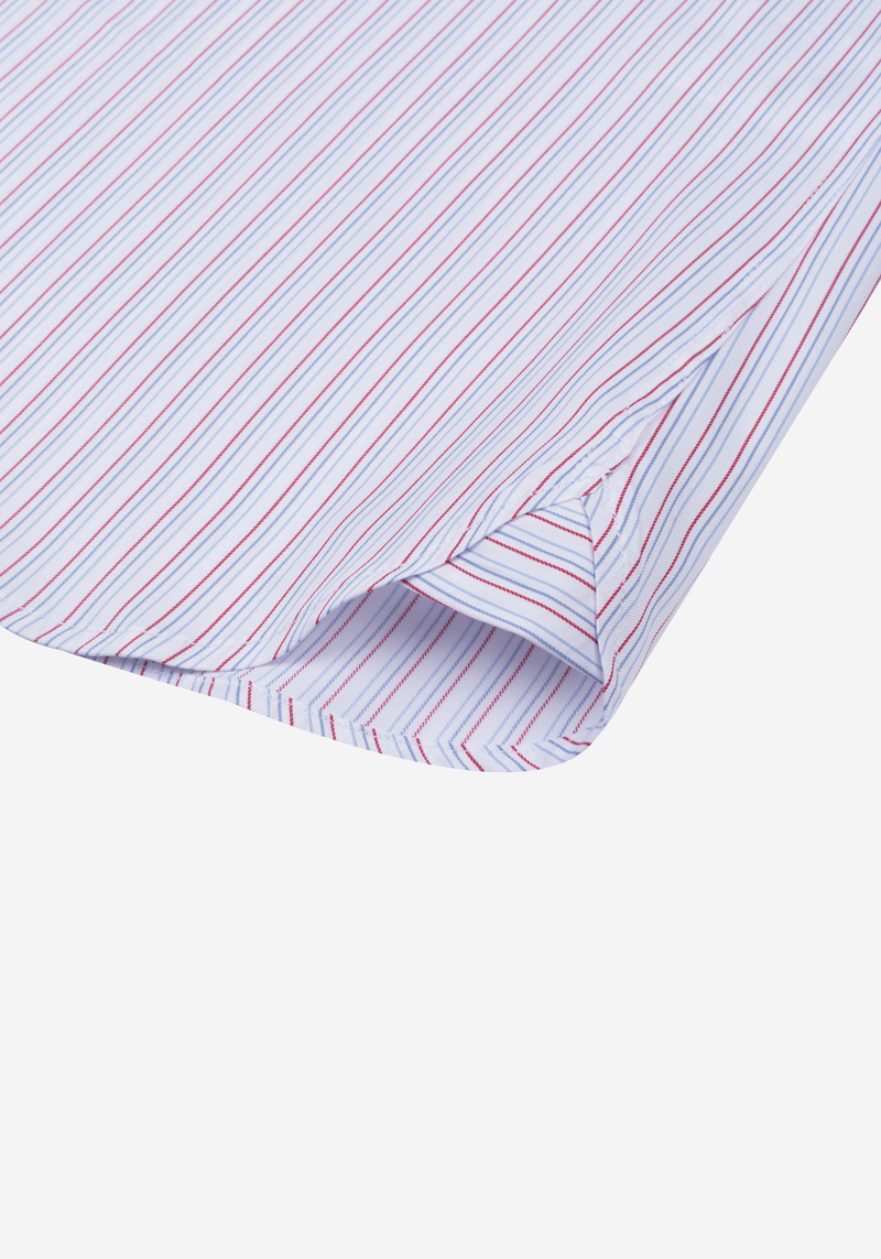 White Parti-Colored Stripe Twill Shirt