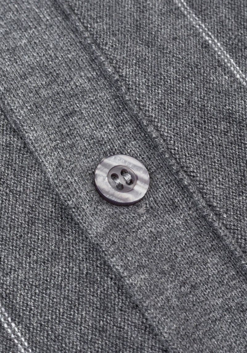 Mono Grey Stripe Merino Wool Blend Cardigan