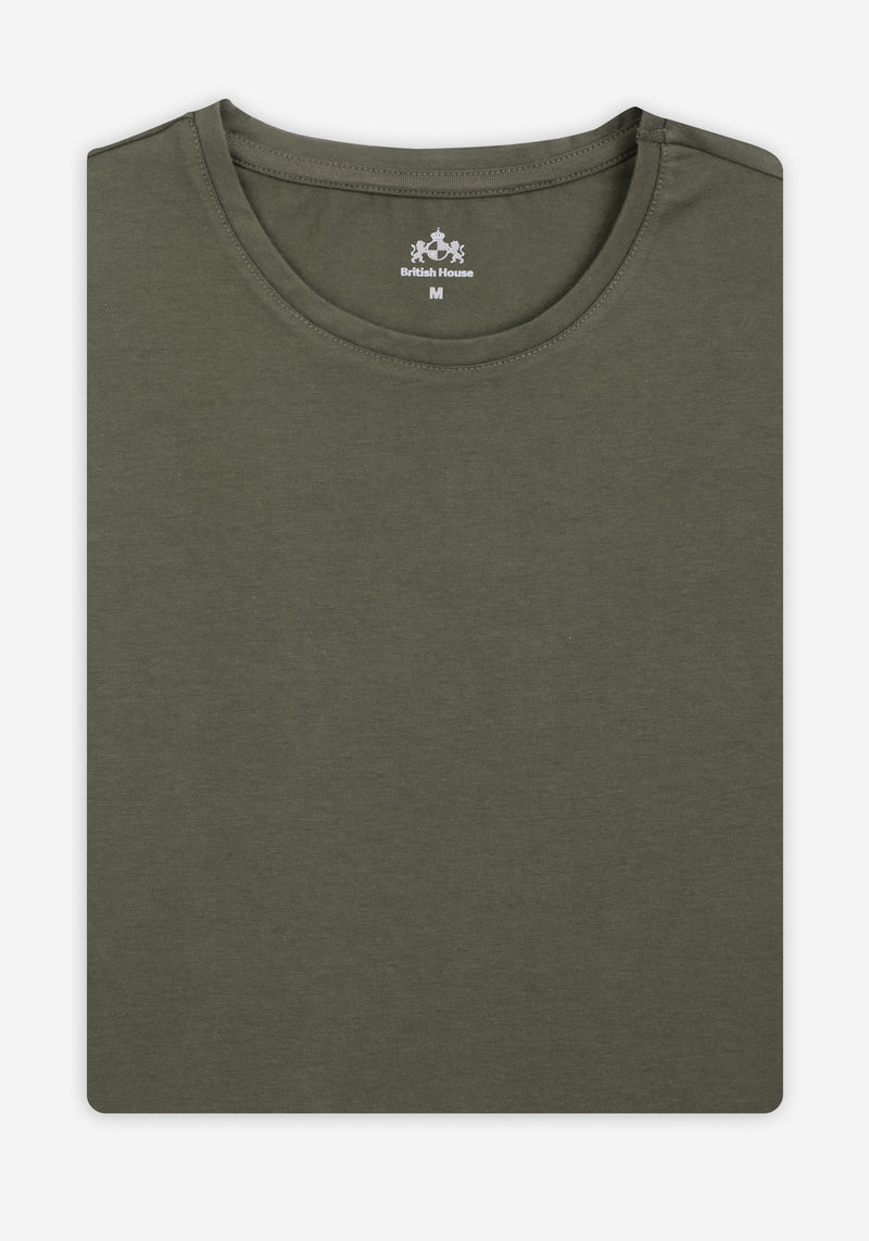 Dull Olive Cotton Undershirt - Short Sleeve