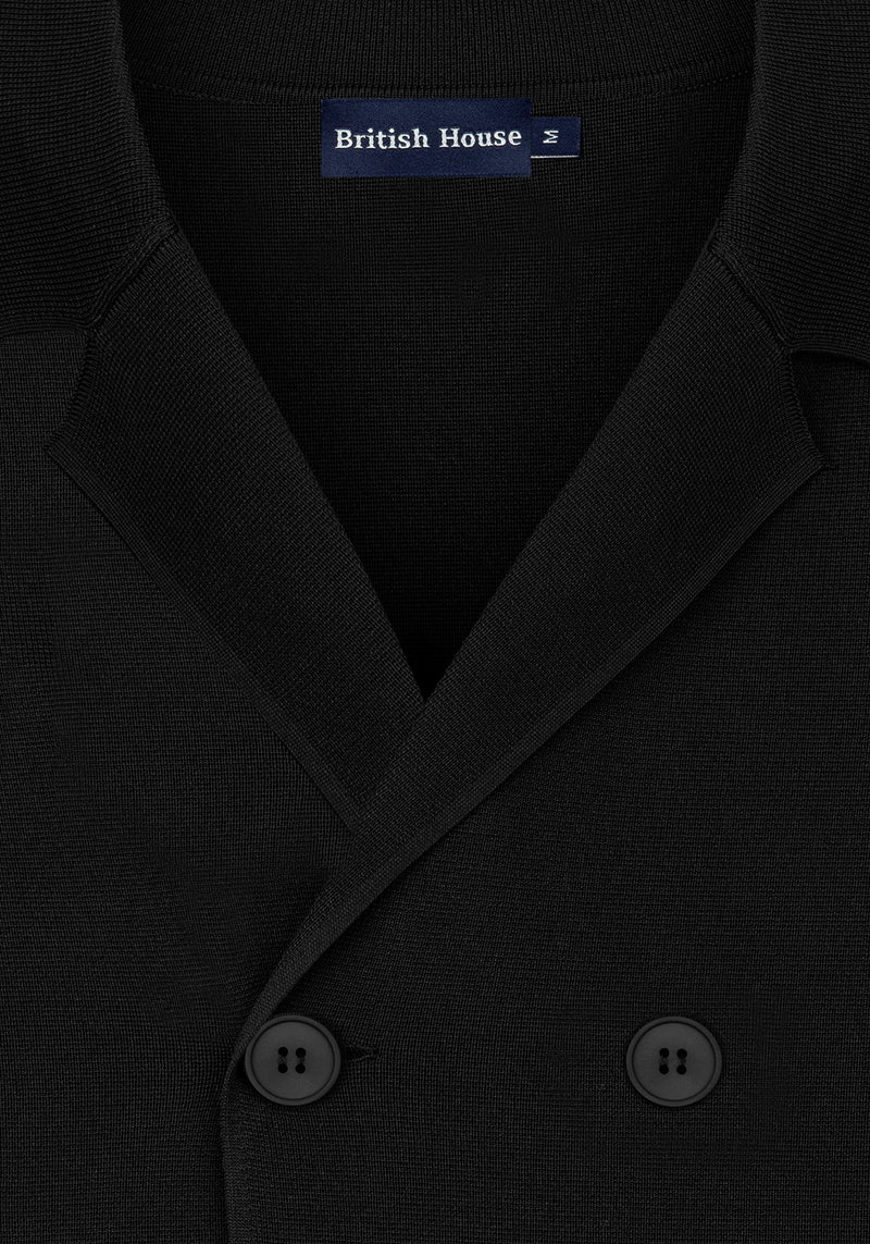 Ember Black Double-Breasted Polyamide Jardigan