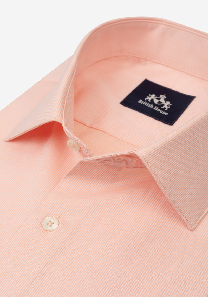 Peach Orange Stripe Piqué Shirt