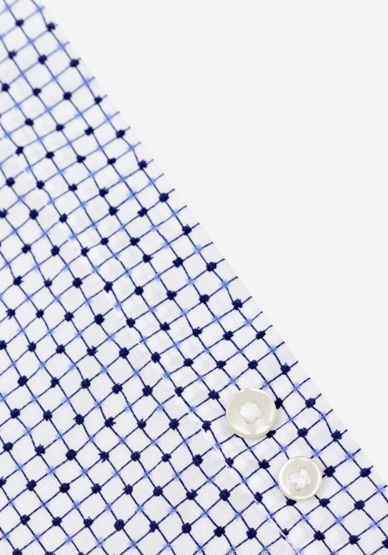 Marine Blue Two-Tone Pattern Poplin Shirt