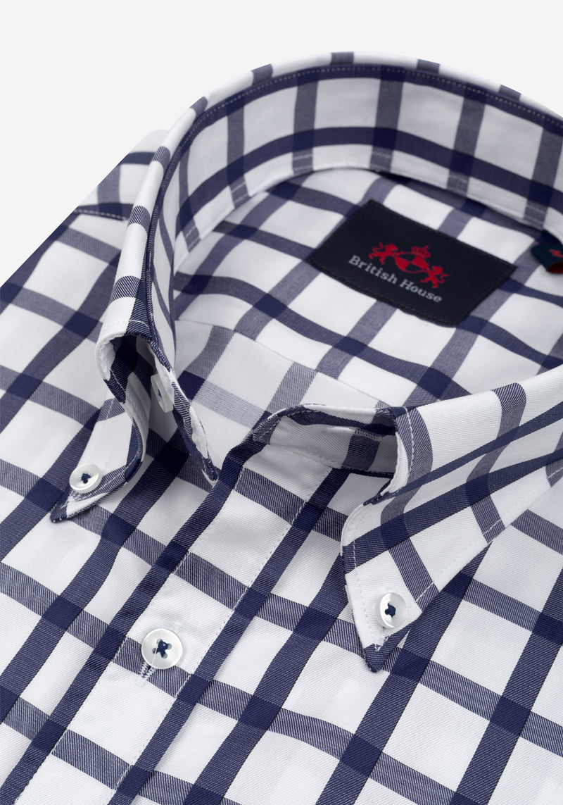 Solid Navy Checked Signature Twill Shirt