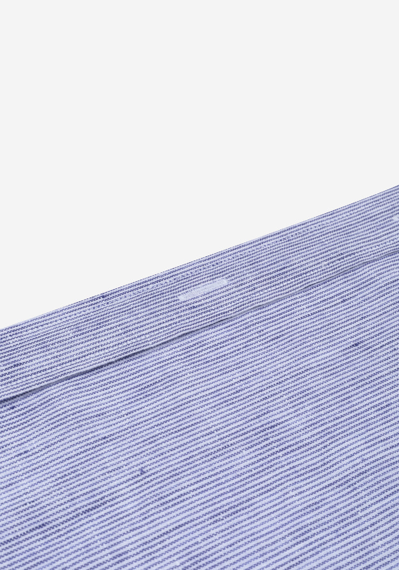 Marine Blue Stripe Belgian Linen Shirt
