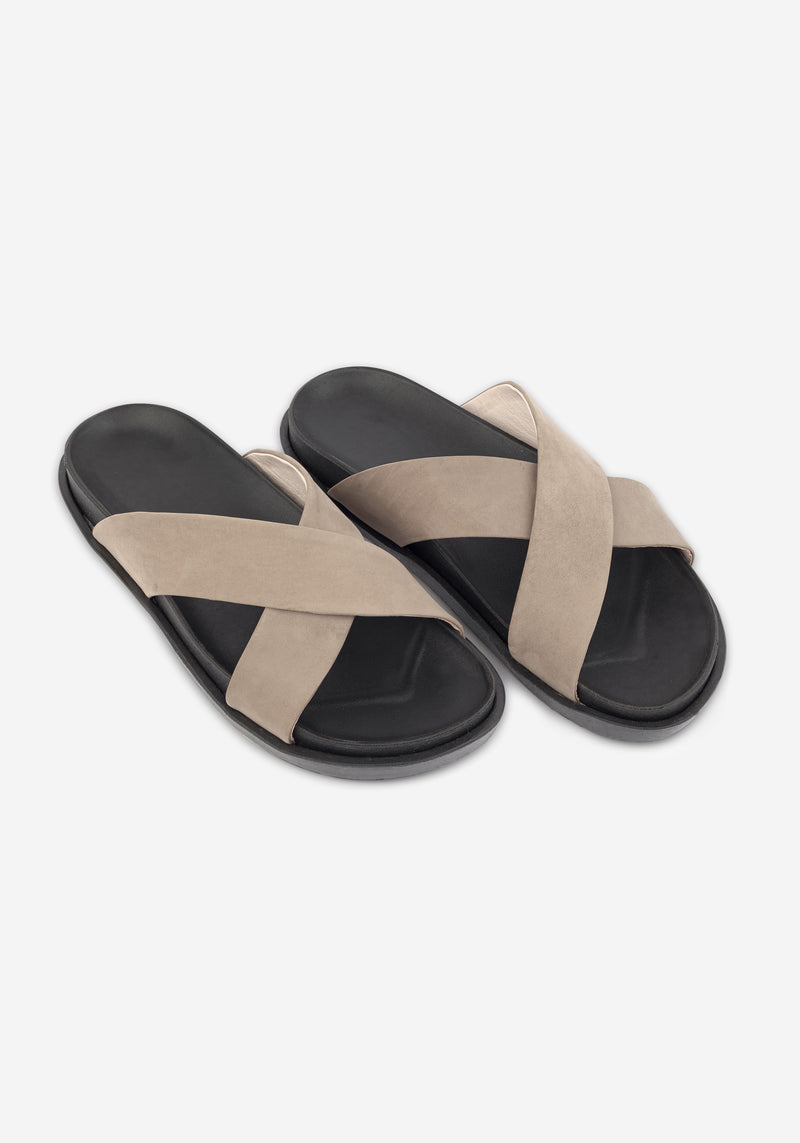 Shore Beige Crossover Leather Slide