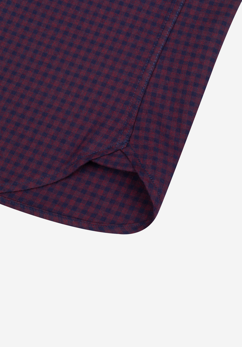 Twilight Burgundy Checked Flannel Twill Shirt