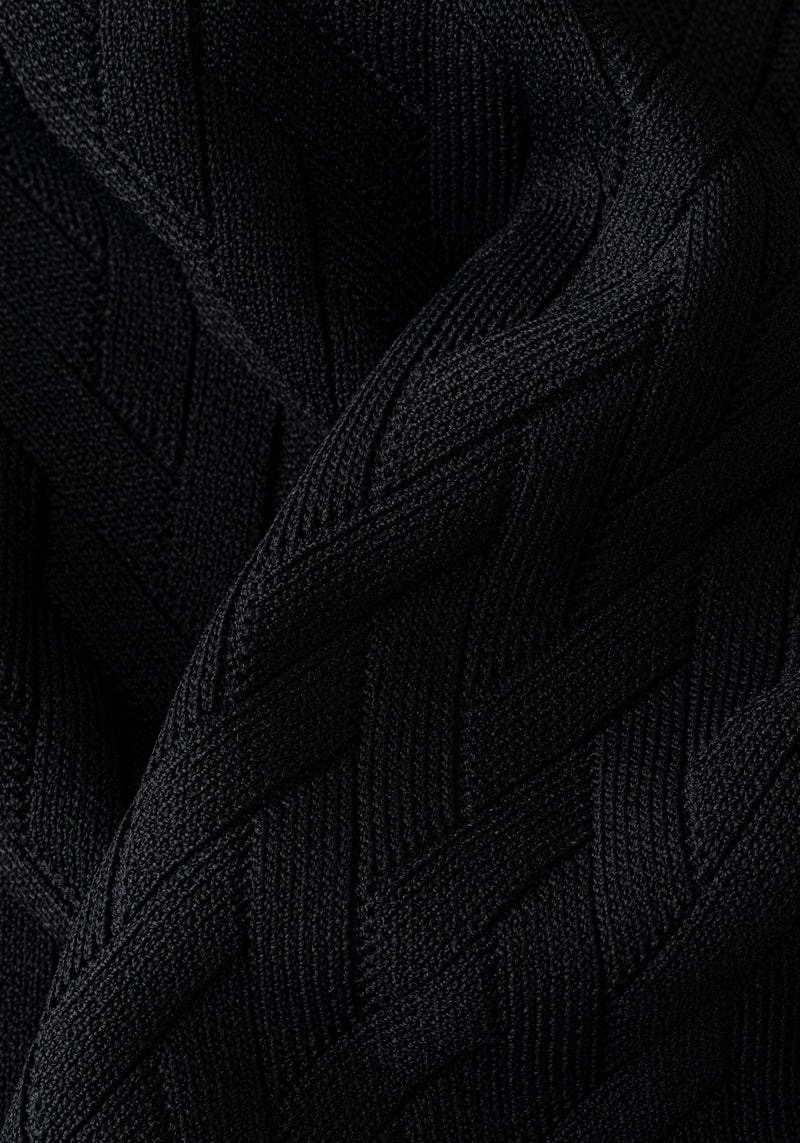 Carbon Black Polyamide Knitted Polo Shirt
