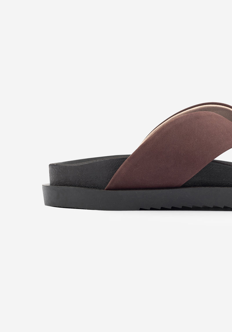 Sepia Brown Crossover Leather Slide