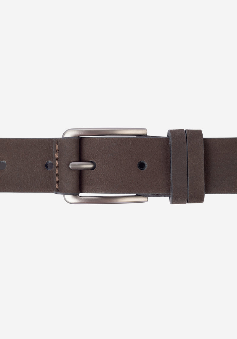 Wood Brown Leather Belt
