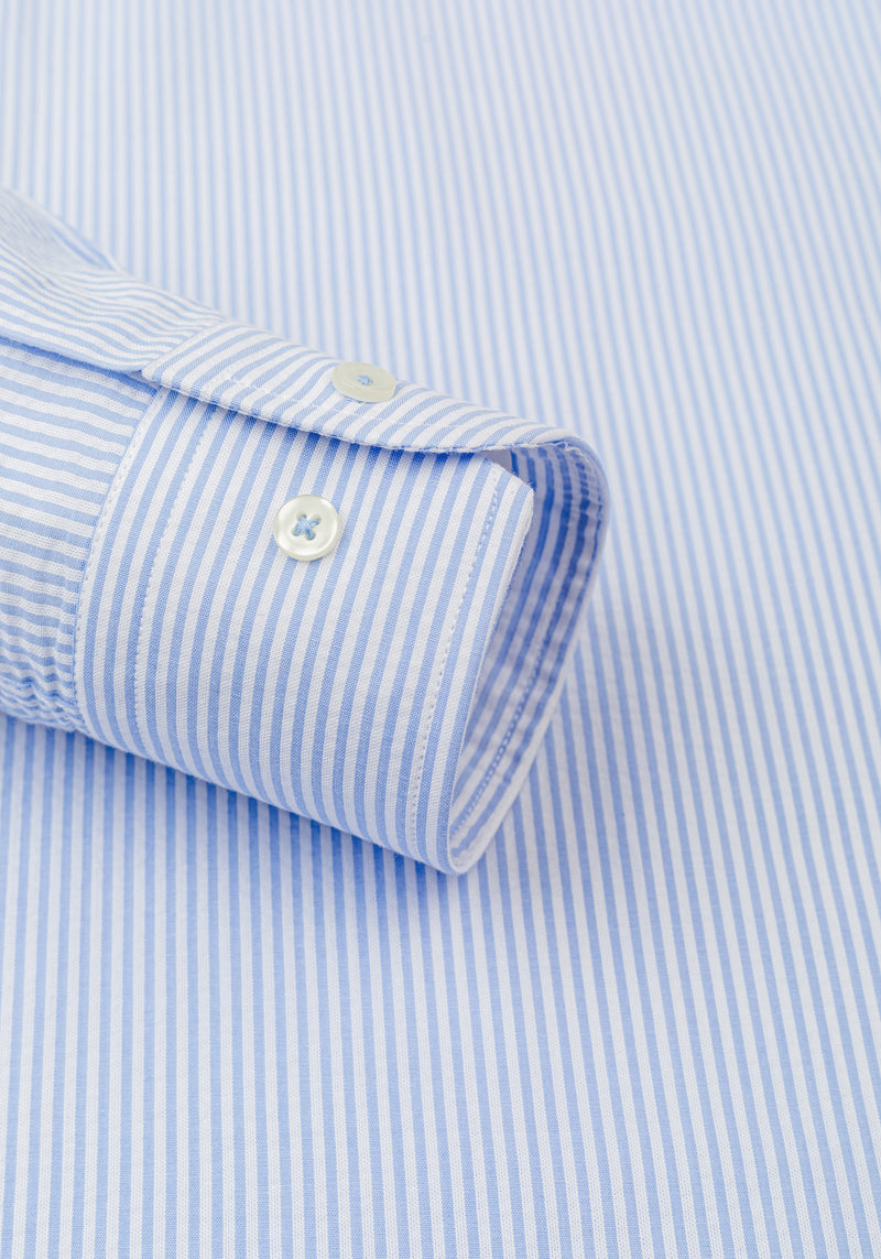 Sky Blue Stripe Seersucker Shirt